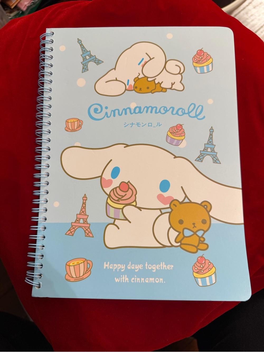 Sanrio Cinnamoroll Light Blue & Cream Spiral Notebook with Cute Cupcake Art